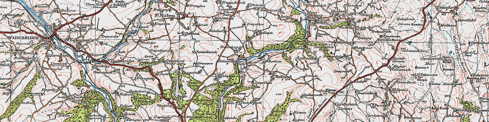 Old map of Hellandbridge in 1919