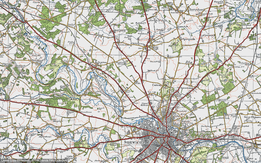 Old Map of Hellesdon, 1922 in 1922