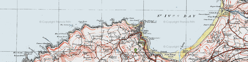 Old map of Hellesveor in 1919