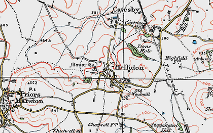 Old map of Hellidon in 1919