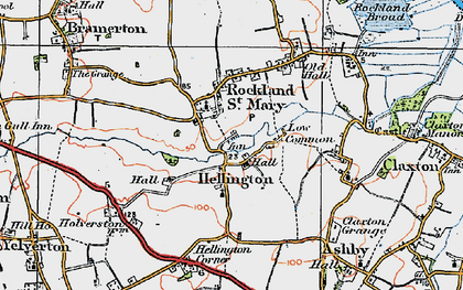 Old map of Hellington in 1922