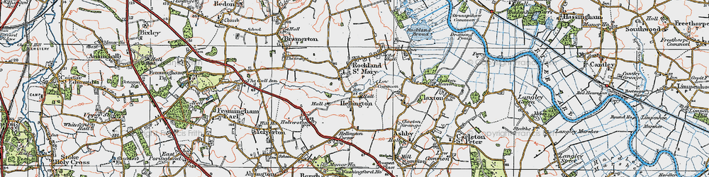 Old map of Hellington in 1922