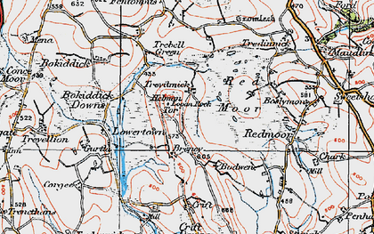 Old map of Helman Tor in 1919