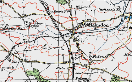 Old map of Helmdon in 1919