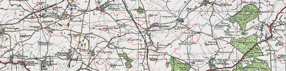 Old map of Helmdon in 1919