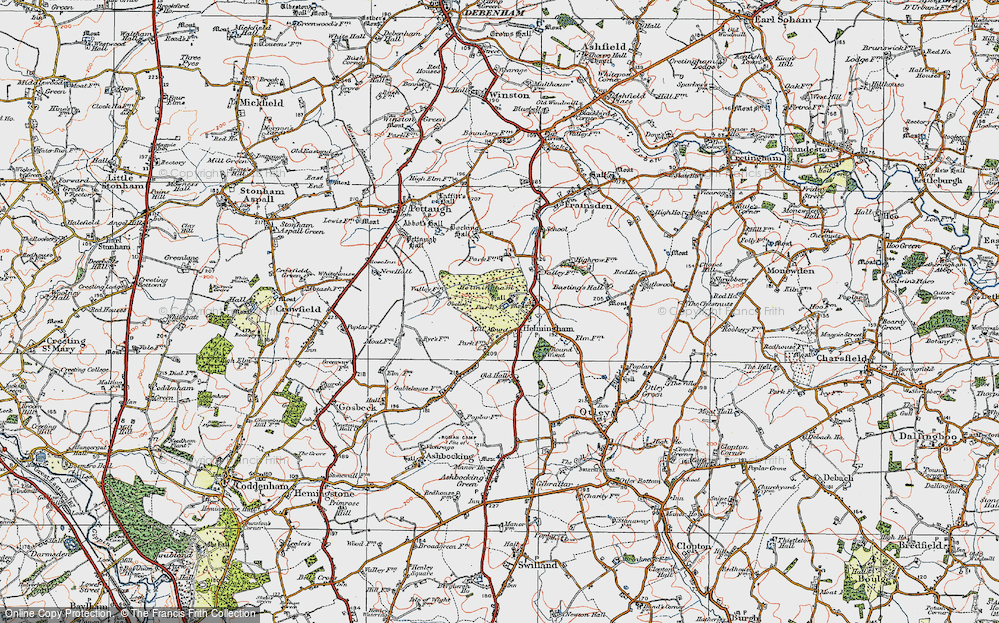 Old Map of Helmingham, 1921 in 1921