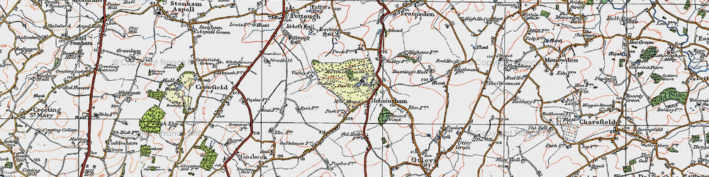 Old map of Helmingham in 1921