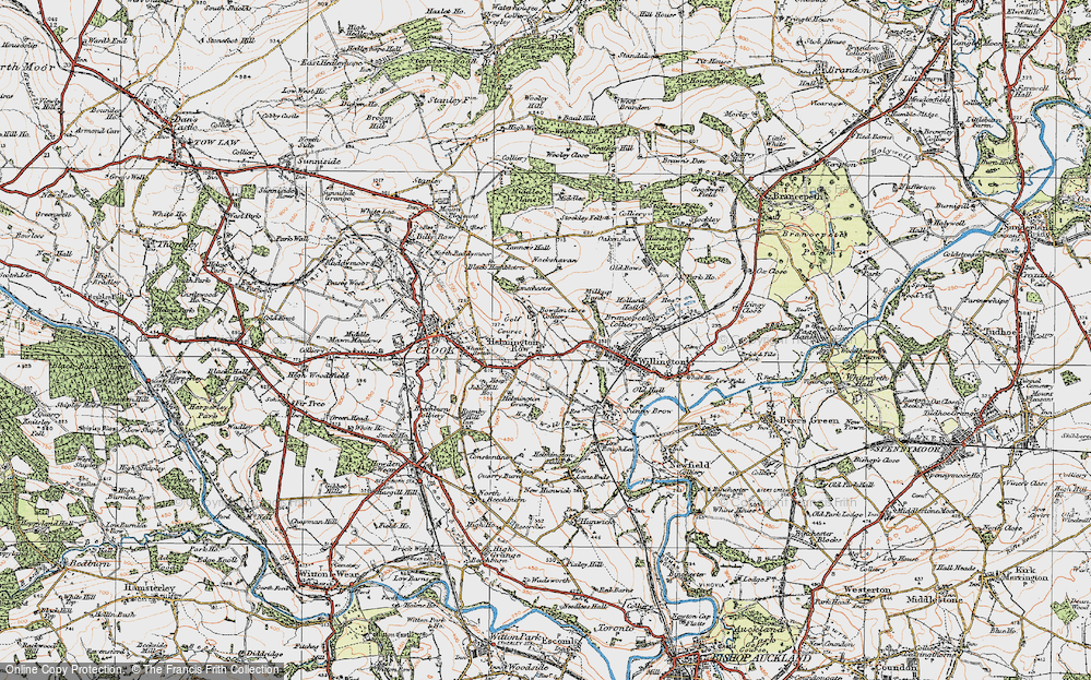 Old Map of Helmington Row, 1925 in 1925
