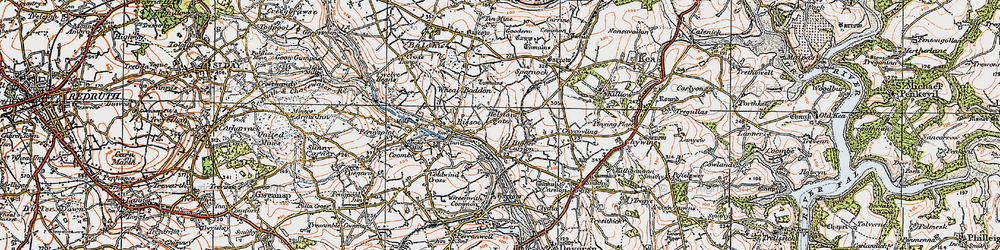 Old map of Helston Water in 1919
