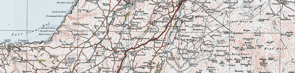 Old map of Helstone in 1919