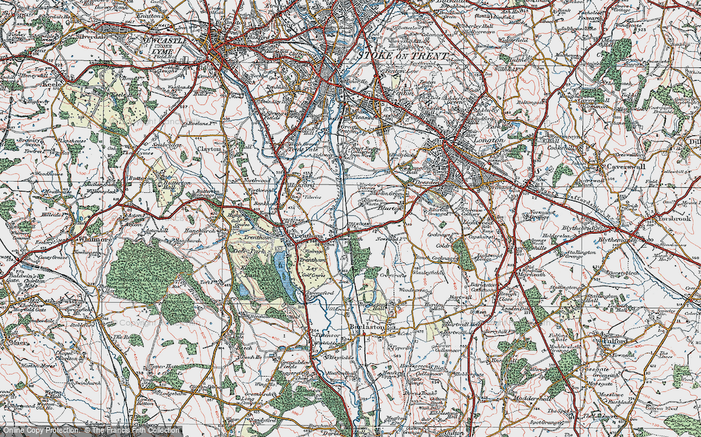 Old Map of Hem Heath, 1921 in 1921