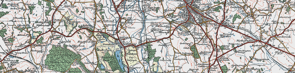 Old map of Hem Heath in 1921