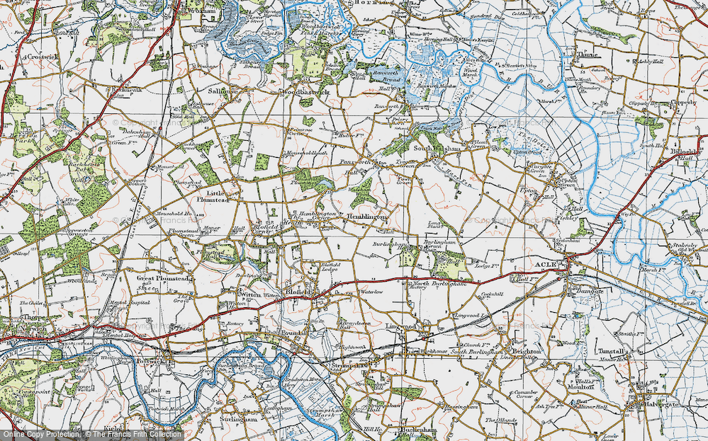 Old Map of Hemblington, 1922 in 1922