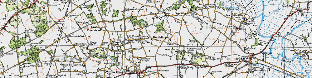 Old map of Hemblington in 1922