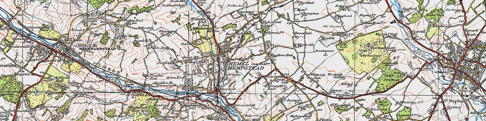 Old map of Hemel Hempstead in 1920