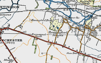 Old map of Hemingford Abbots in 1919