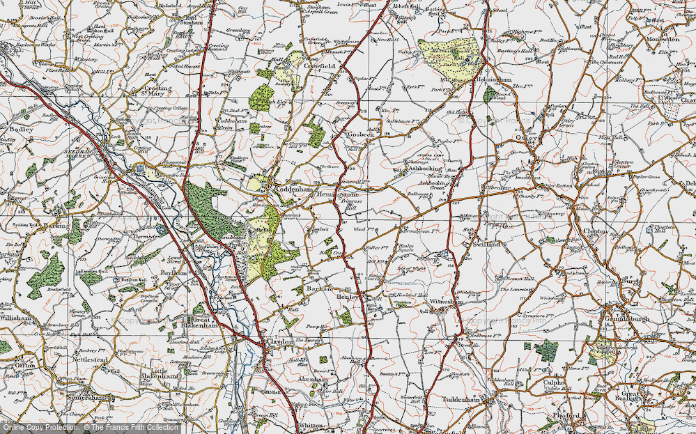 Old Map of Hemingstone, 1921 in 1921
