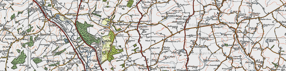Old map of Hemingstone in 1921