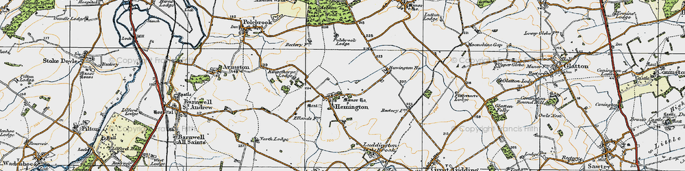 Old map of Ashton Wold in 1920