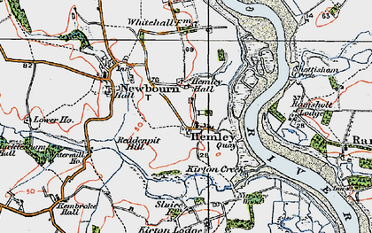 Old map of Hemley in 1921