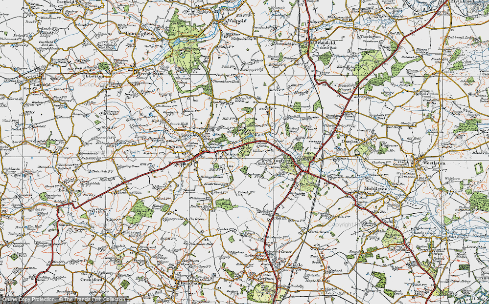 Old Map of Hemp Green, 1921 in 1921