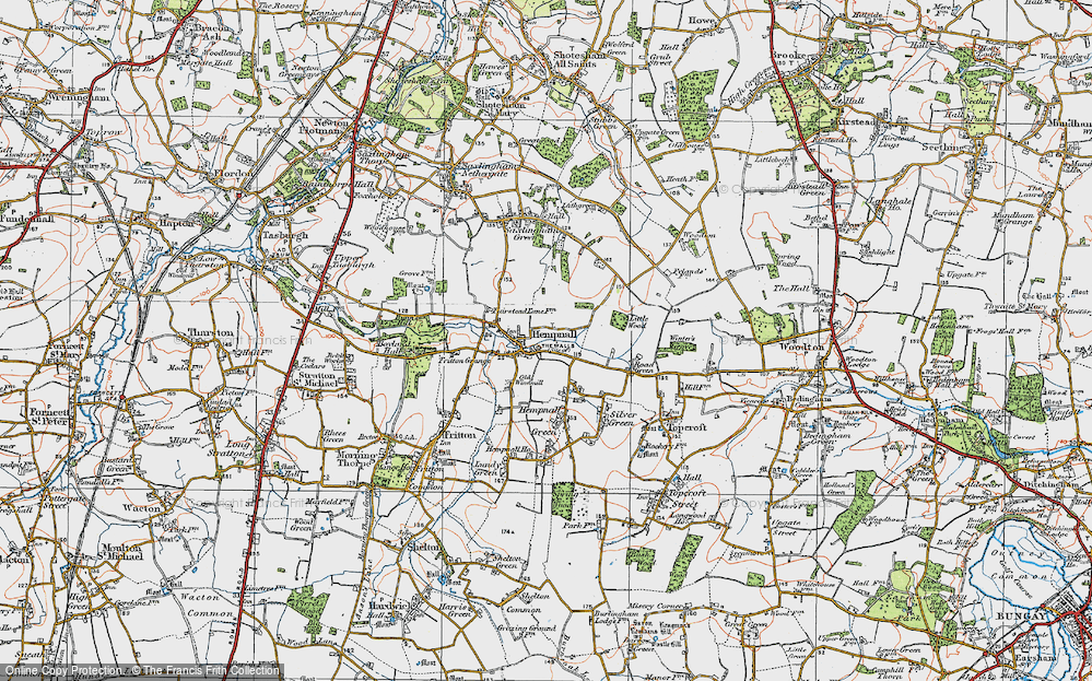 Old Map of Hempnall, 1922 in 1922