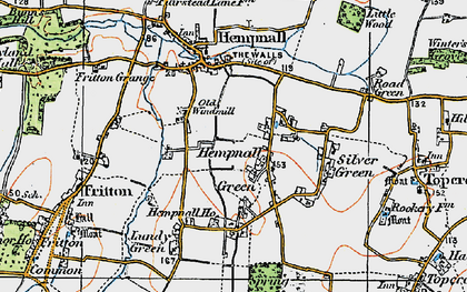 Old map of Hempnall Green in 1921