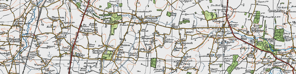 Old map of Hempnall Green in 1921