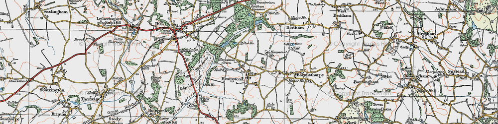 Old map of Hempstead in 1921