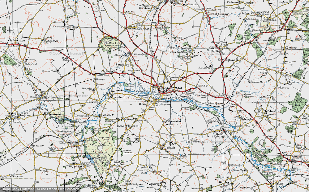 Old Map of Historic Map covering Pudding Norton in 1921