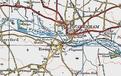 Old map of Pudding Norton in 1921