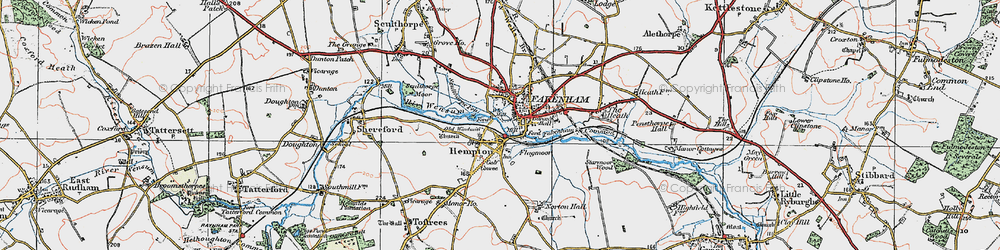 Old map of Pudding Norton in 1921