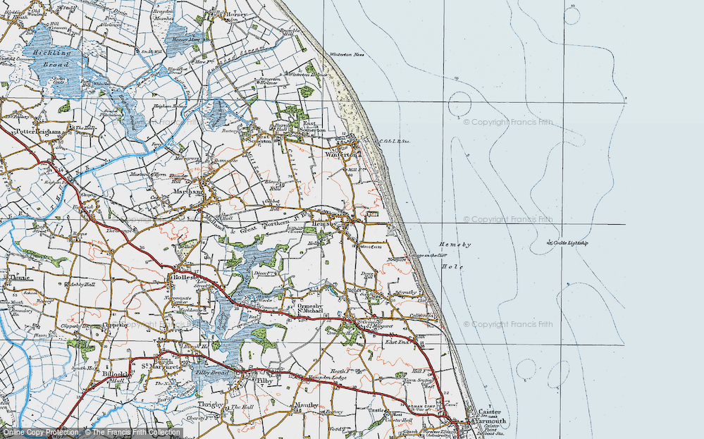 Old Map of Hemsby, 1922 in 1922