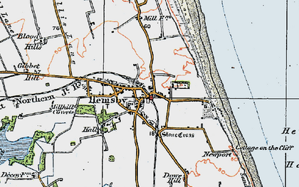 Old map of Hemsby in 1922