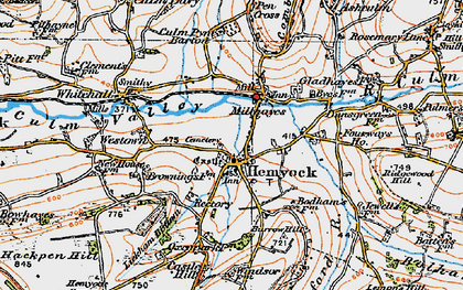 Old map of Hemyock in 1919