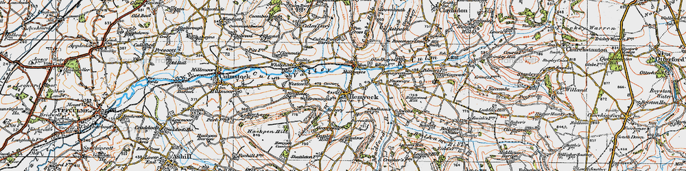 Old map of Hemyock in 1919
