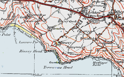 Old map of Trewavas Head in 1919