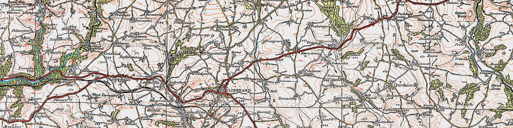 Old map of Hendrabridge in 1919