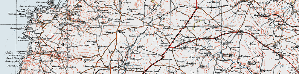 Old map of Hendraburnick in 1919