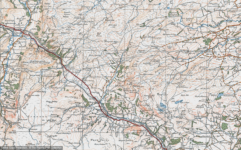 Old Map of Historic Map covering Montgomeryshire in 1921