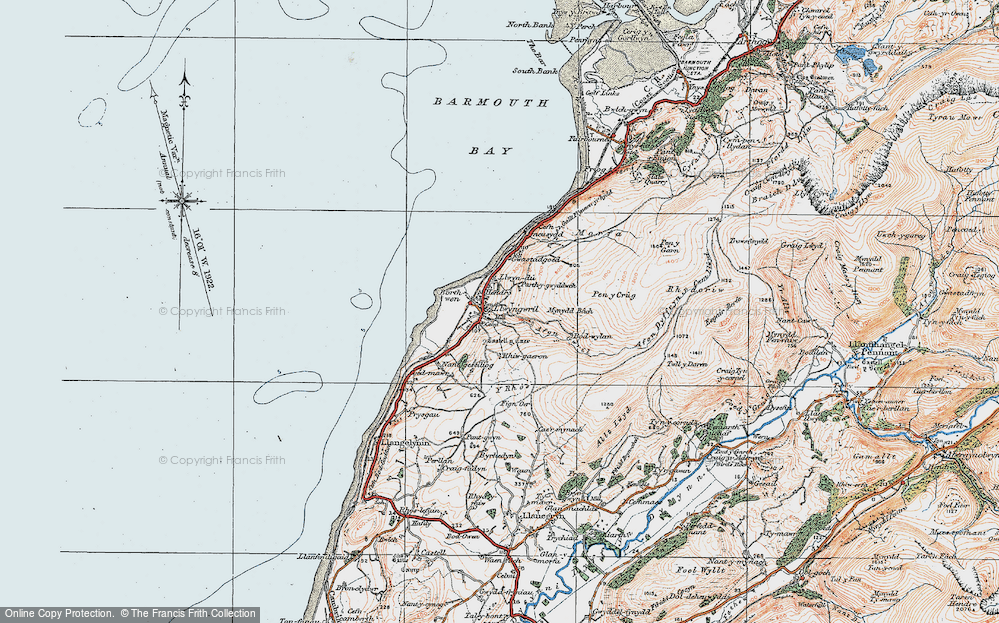 Old Map of Historic Map covering Afon Gwril in 1922