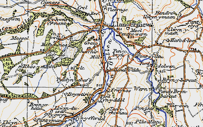 Old map of Afon Gallen in 1922