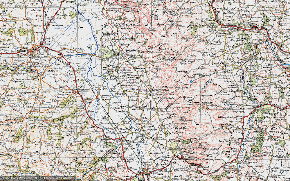 Old Map of Historic Map covering Bryn-bedw in 1924