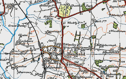 Old map of Woodhouse in 1920