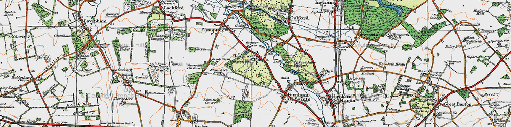 Old map of Hengrave in 1920