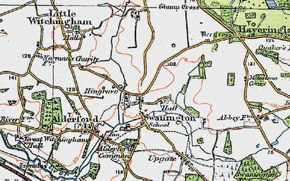 Old map of Hengrave in 1922