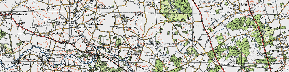 Old map of Hengrave in 1922
