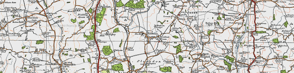 Old map of Henham in 1919