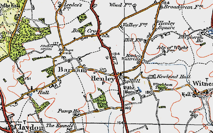 Old map of Witnesham Thicks in 1921