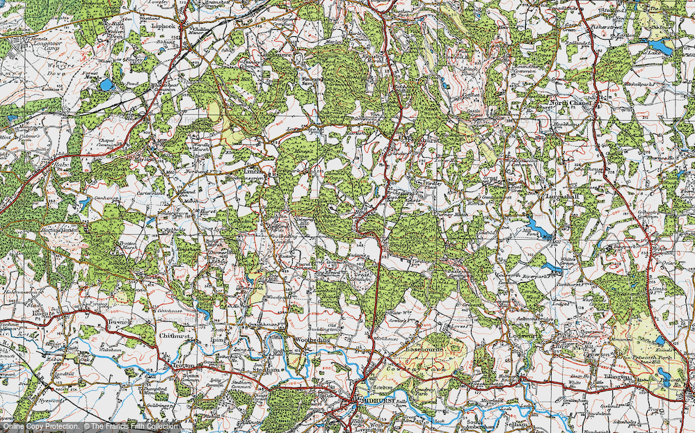 Old Map of Historic Map covering Amon's Copse in 1919